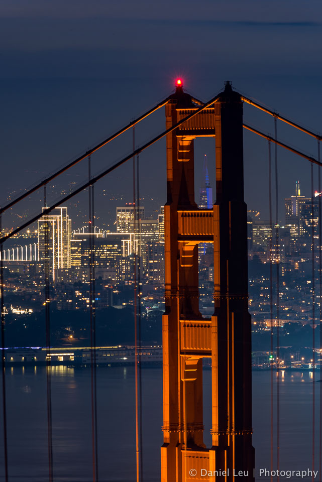 Golden Gate Bridge with blue Transamerica