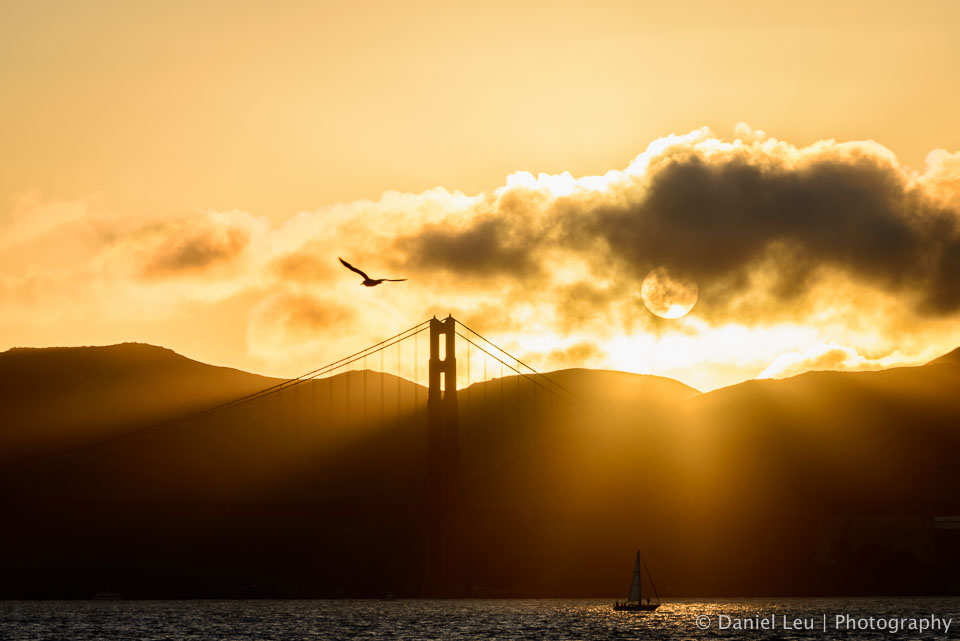 Golden Golden Gate Bridge at Sunset
