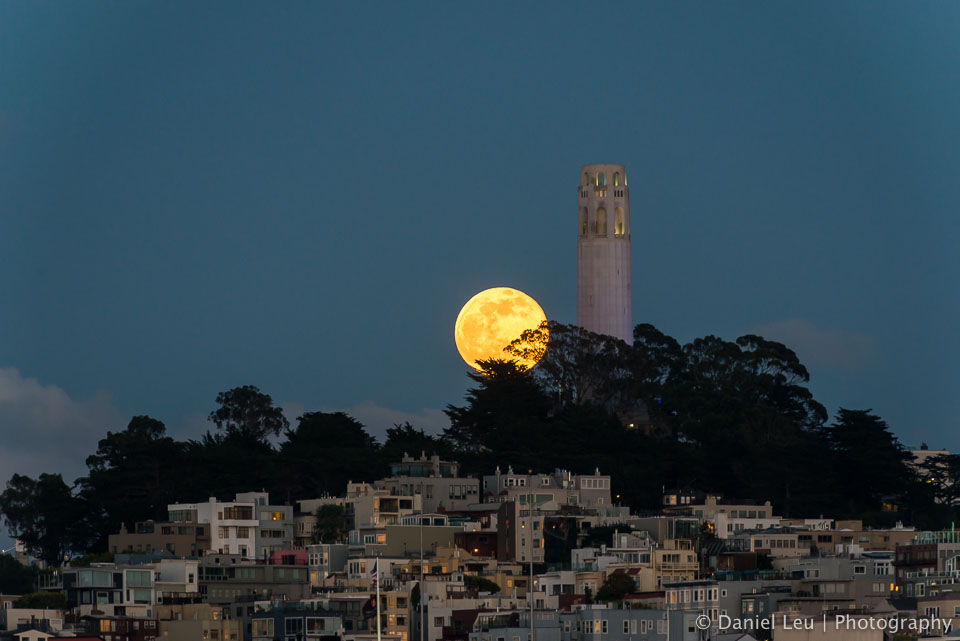 Rising Full Moon and Coit Tower I