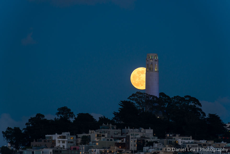 Rising Full Moon and Coit Tower II