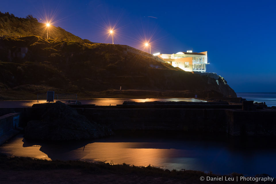 Sutro baths with Cliff House at night